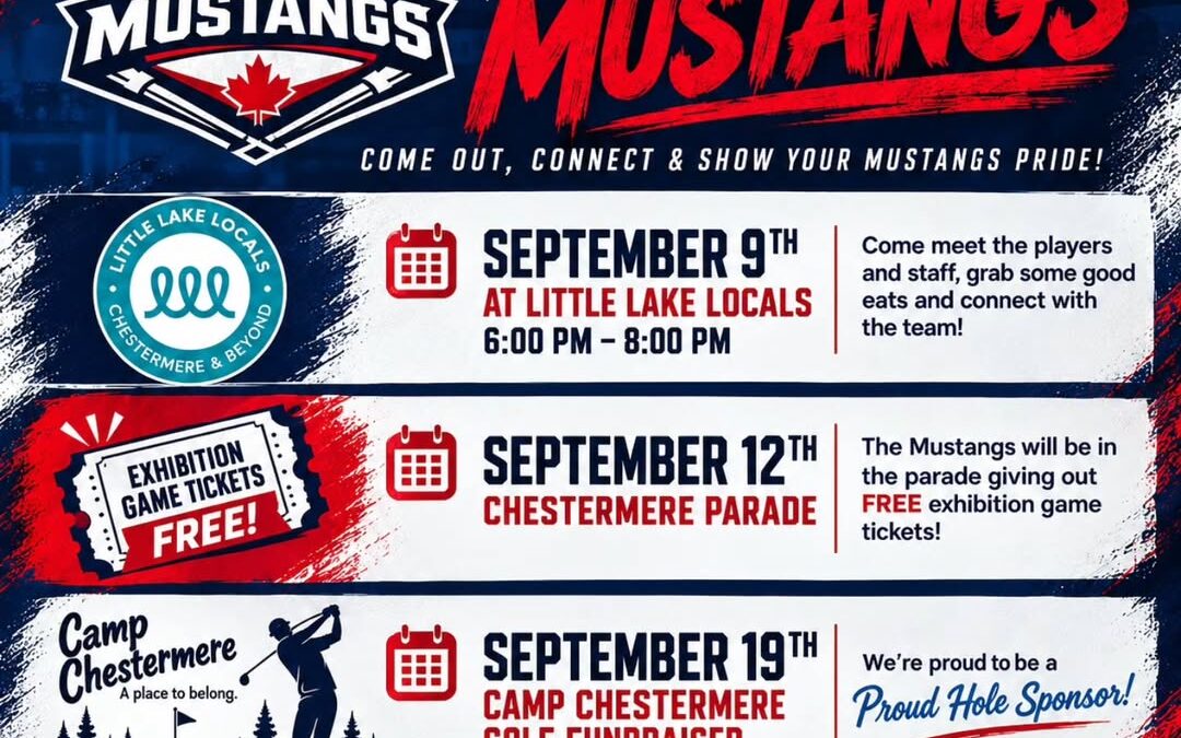 Join us around the community this September and meet your Chestermere Mustangs!