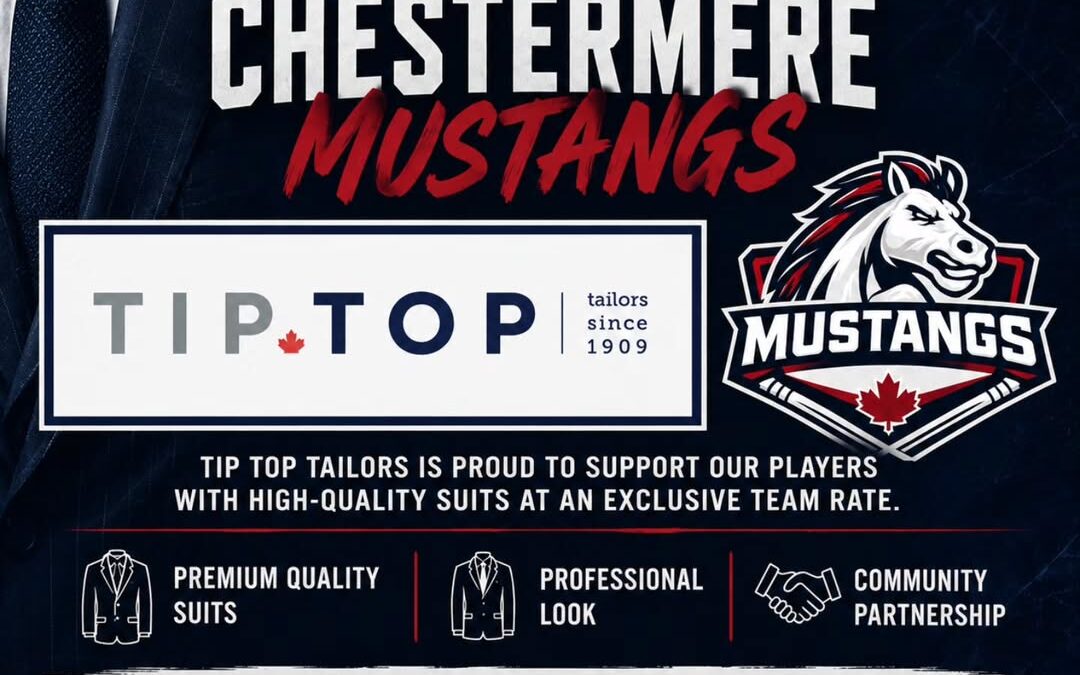 We’re proud to welcome Tip Top Tailors Sunridge as the Official Suiting Partner of the Chestermere Mustangs!