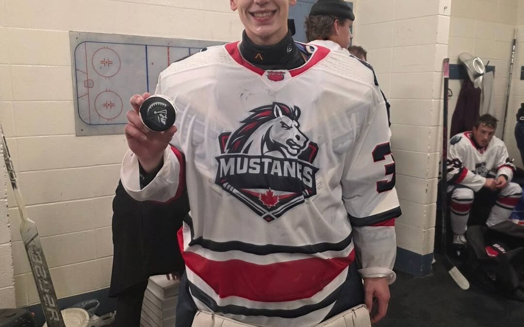 The Mustangs come away with a 4–2 victory, and tonight was made even more special as our young goaltender picked up his FIRST-EVER JUNIOR WIN!